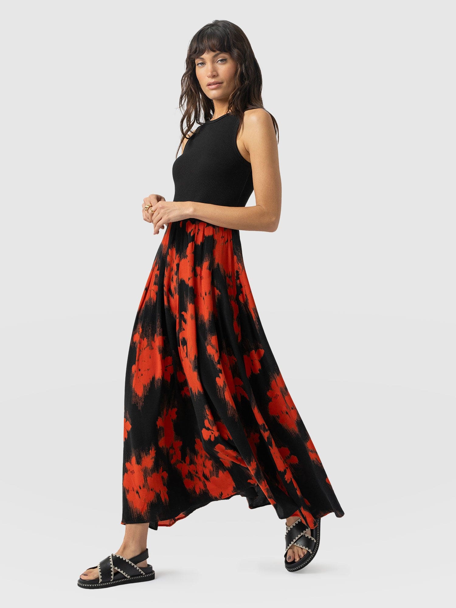 Renee Contrast Dress - Orange Fade Floral - Women's Dresses | Saint + Sofia® USA